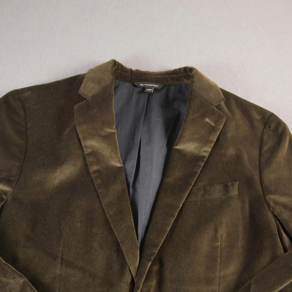 Banana Republic Profilo Italia Velvet Men Blazer Smoke Jacket 42R Green Retro